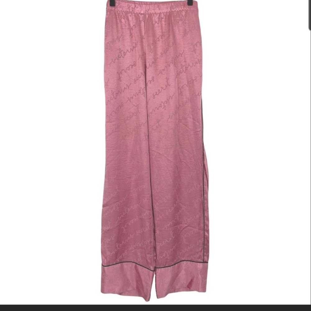 Victoria Secret Pink Satin Wide-Leg Pants